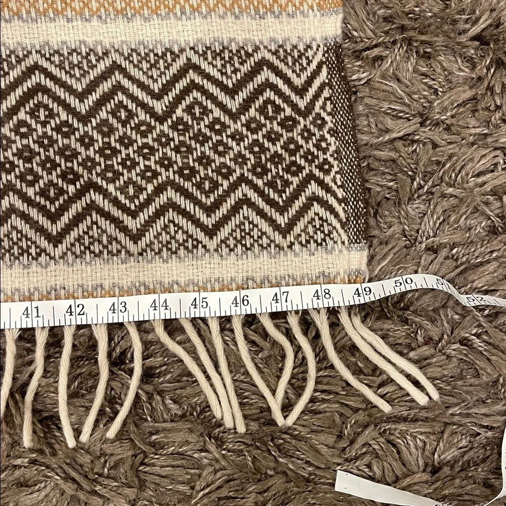 Vintage Faribo 100% Wool Fringe Throw Blanket Gold/Brown Size 50/50
